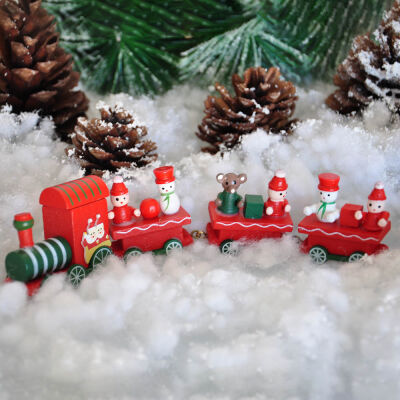 Christmas Wooden Train - Red - 1