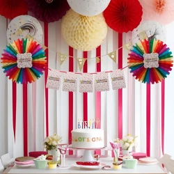 Colorful Doğum Günün Kutlu Olsun Paper Fan Decoration Set - 1