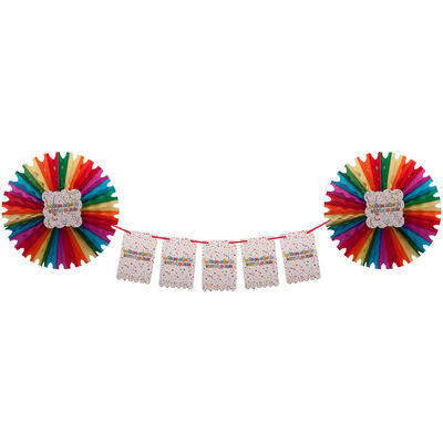 Colorful Doğum Günün Kutlu Olsun Paper Fan Decoration Set - 2