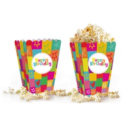 Colorful Popcorn Boxes - Happy Birthday - Kikajoy