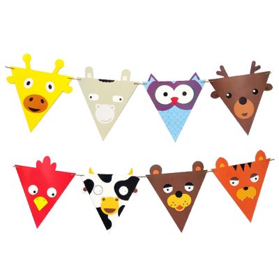 Cute Animal Triangle Flag Banner