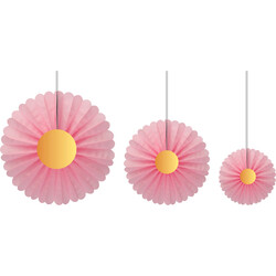 Daisy Paper Fans - 3 pcs - Thumbnail