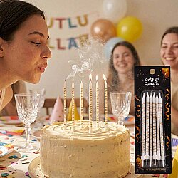 Zebra Desenli Beyaz Doğum Günü Mumu - 1
