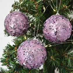 Diamond Ice Bead Ball Ornaments - Purple - 1