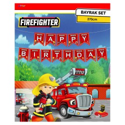 Kikajoy - Firefighters Happy Birthday Letter Banner