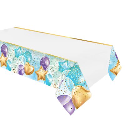 Flying Balloons Blue Plastic Table Cover