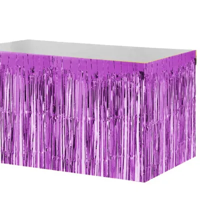 Foil Fringe Table Skirt - Fuchsia - 2