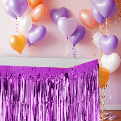 Foil Fringe Table Skirt - Fuchsia - 1