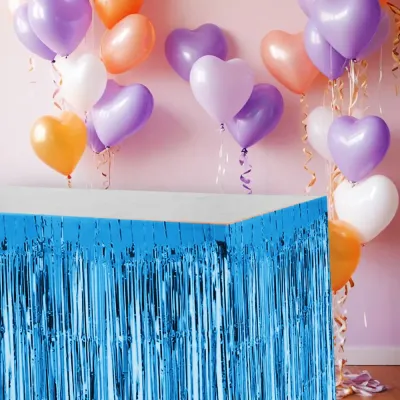 Foil Fringe Table Skirt - Navy Blue - 1