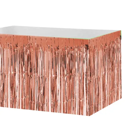 Foil Fringe Table Skirt - Rose Gold - 2