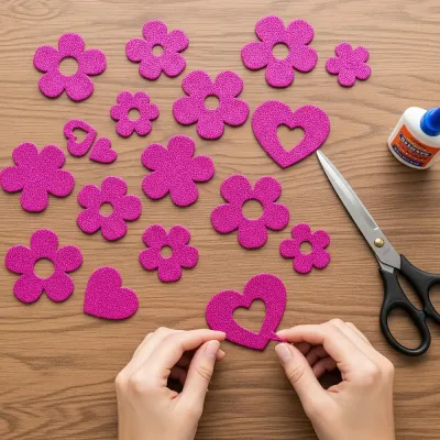Fuchsia Glitter EVA Craft Foam Sheet - 1