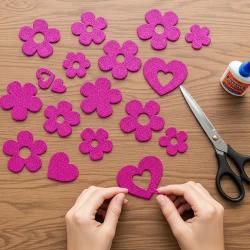 Fuchsia Glitter EVA Craft Foam Sheet - 1