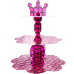 Fuchsia Metallic Polka Dot Cupcake Stand - Thumbnail