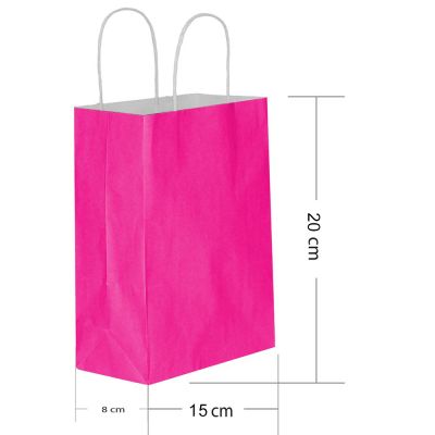 Fuchsia Paper Bags with Twisted Handles - 2