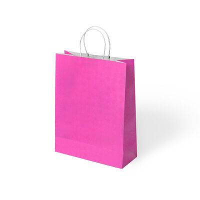 Fuchsia Paper Bags with Twisted Handles - 1