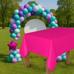 Fuchsia Plastic Table Cover - 1