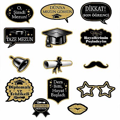 Fun Graduation Themed Selfie Set and Photo Booth Props - 3