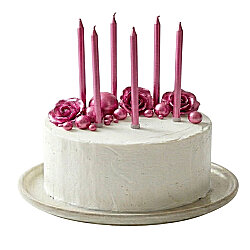 Fuşya Uzun Pasta Mum Seti 15cm 6 Parça - Kikajoy