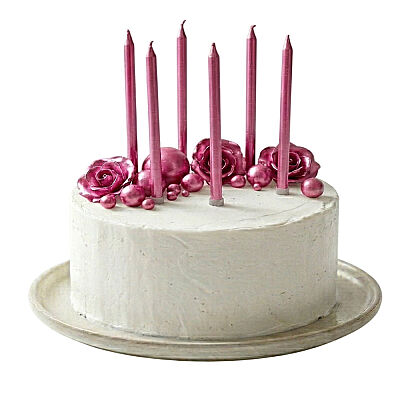 Fuşya Uzun Pasta Mum Seti 15cm 6 Parça - 1