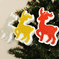 Geyik Figürlü Strafor Ağaç Süsü 3lü - 1