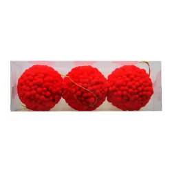 Glitter Ball Ornaments - Red - (1)