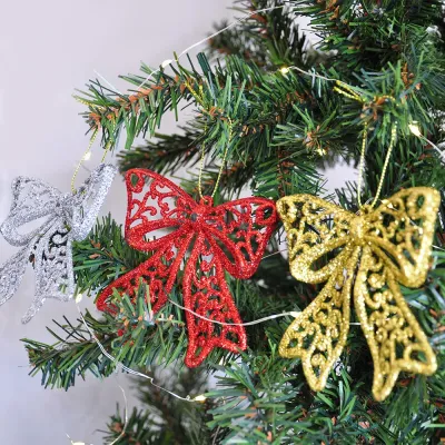 Glitter Bow Ornament - 1
