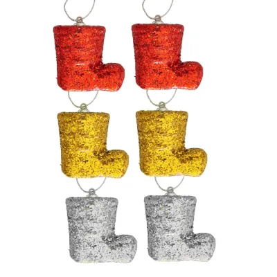 Glitter Santa Boot Christmas Ornaments - 2