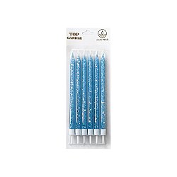 Glittery Blue Candle Set 15 cm - Kikajoy (1)