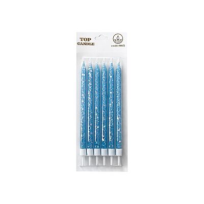 Glittery Blue Candle Set 15 cm - 2