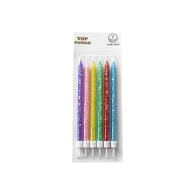 Glittery Mixed Color Candle Set 15 cm - 2