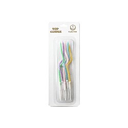 Glittery Twisted Macaron Colored Birthday Candle Set - 2