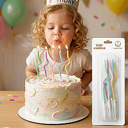 Glittery Twisted Macaron Colored Birthday Candle Set - 1