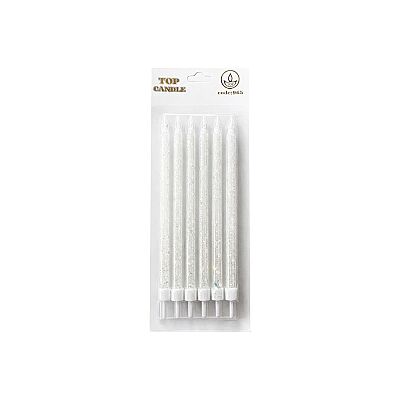 Glittery White Candle Set 15 cm - 2