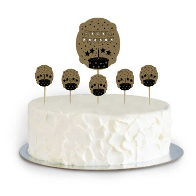 Gold Birhday Cake Topper - 1