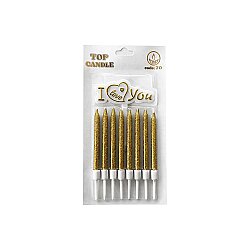 Gold Glitter Cake Candle Set – With 