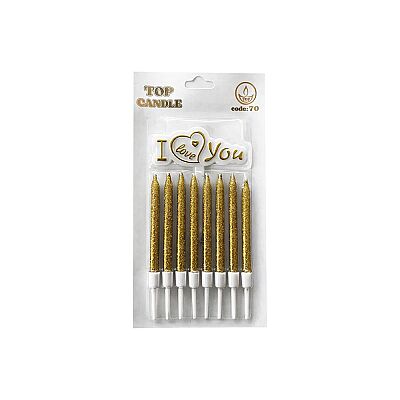 Gold Glitter Cake Candle Set – With 