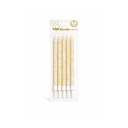 Gold Glitter White Cake Candle Set - 15 cm (6 Pieces) - 2