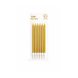 Gold Long Birthday Candle Set - 15 cm (6 Pieces) - 3