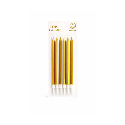 Gold Long Birthday Candle Set - 15 cm (6 Pieces) - 3