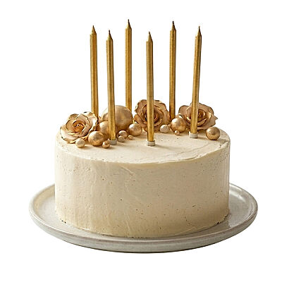 Gold Long Birthday Candle Set - 15 cm (6 Pieces) - 2