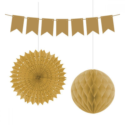 Gold Paper Decoration Set - 3pcs