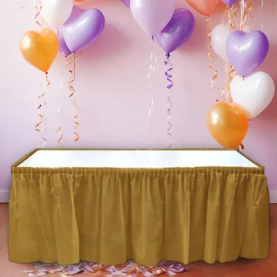 Gold Plastic Table Skirt - 1