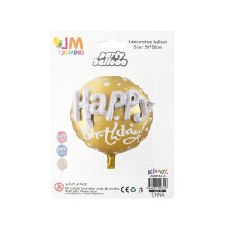 Gold Round Foil Balloon with Silver Embossed 