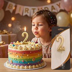 Gold Stick Numeral Candles 7cm No: 2 - 
