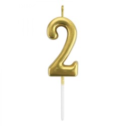 Çin Üretim - Gold Stick Numeral Candles 7cm No: 2