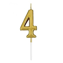 Çin Üretim - Gold Stick Numeral Candles 7cm No: 4