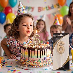 Gold Stick Numeral Candles 7cm No: 6 - 