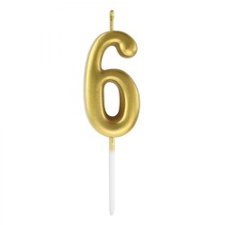 Çin Üretim - Gold Stick Numeral Candles 7cm No: 6