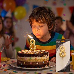 Gold Stick Numeral Candles 7cm No: 8 - 