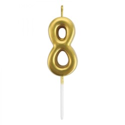 Çin Üretim - Gold Stick Numeral Candles 7cm No: 8